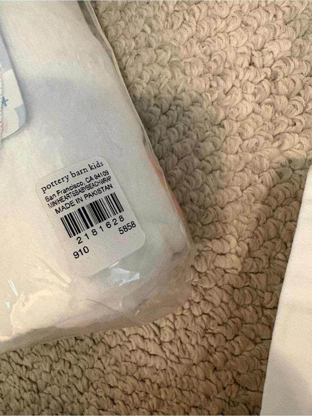 Pottery Barn Kids mini heart White Plush Hooded wrap with Color